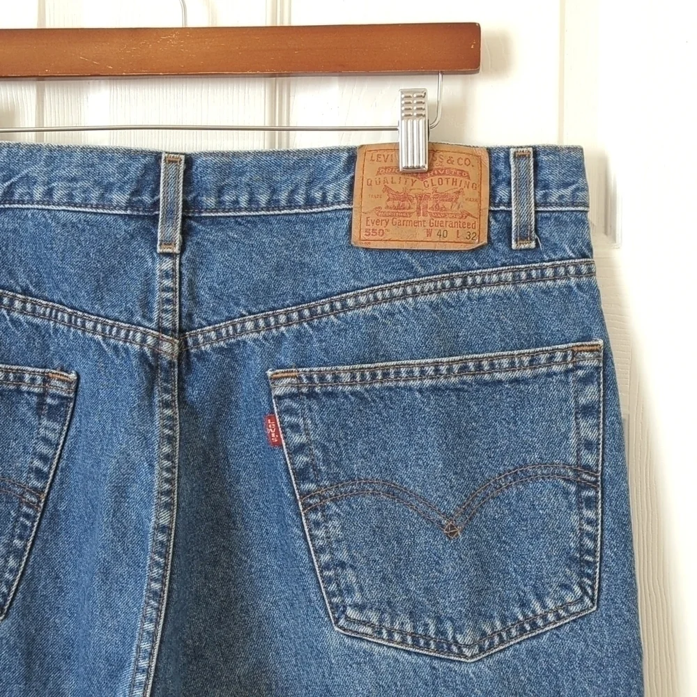 Levi's Y2K Vintage 550 Dark Wash Relaxed Fit Tapered Leg Denim Jeans 40 x 32